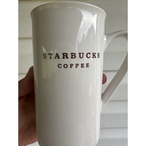 Starbucks 2003 Elegant Bone White Tall Thin Coffee Mug 12 Oz - Vintage - Picture 2 of 8